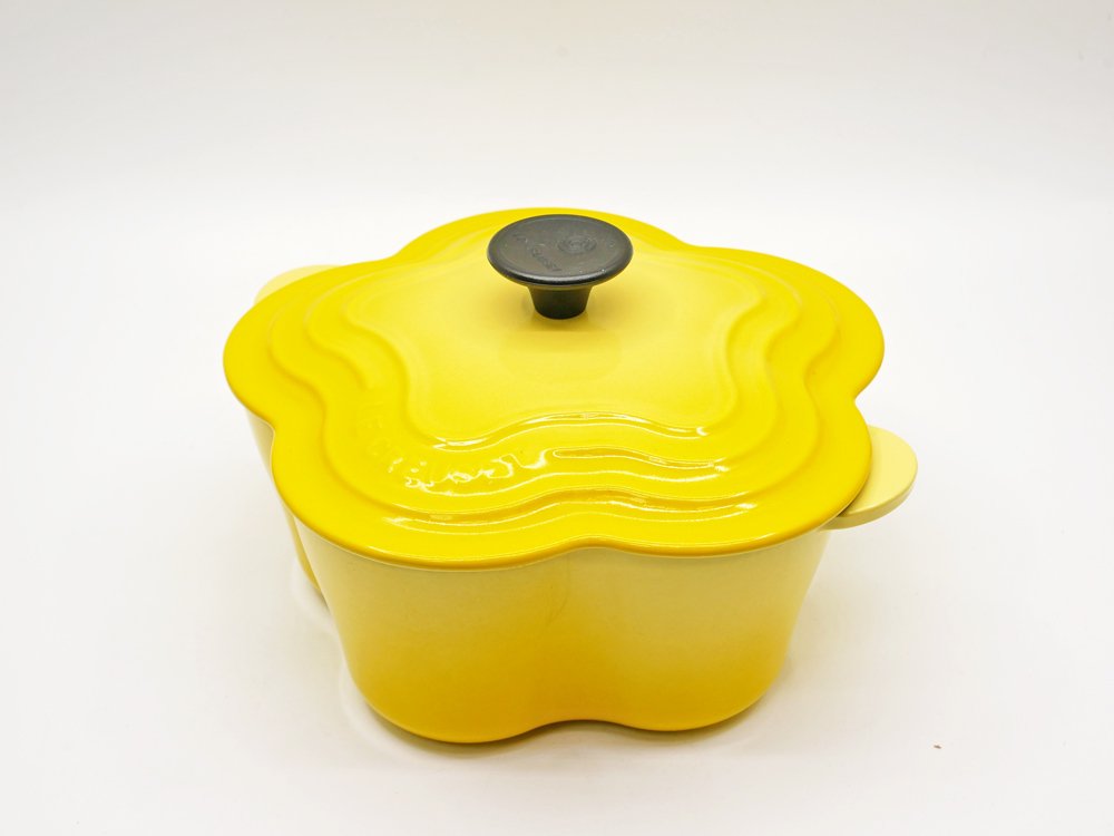 ルクルーゼ LE CREUSET ココットフルール ソレイユ イエロー 20cm 両手鍋 キャセロール 箱付 鋳物 フランス ●