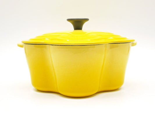 ルクルーゼ LE CREUSET ココットフルール ソレイユ イエロー 20cm 両手鍋 キャセロール 箱付 鋳物 フランス ●