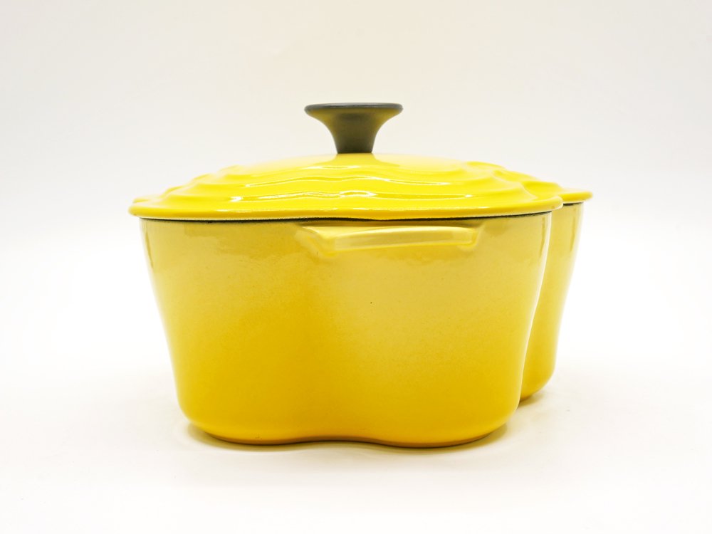 ルクルーゼ LE CREUSET ココットフルール ソレイユ イエロー 20cm 両手鍋 キャセロール 箱付 鋳物 フランス ●