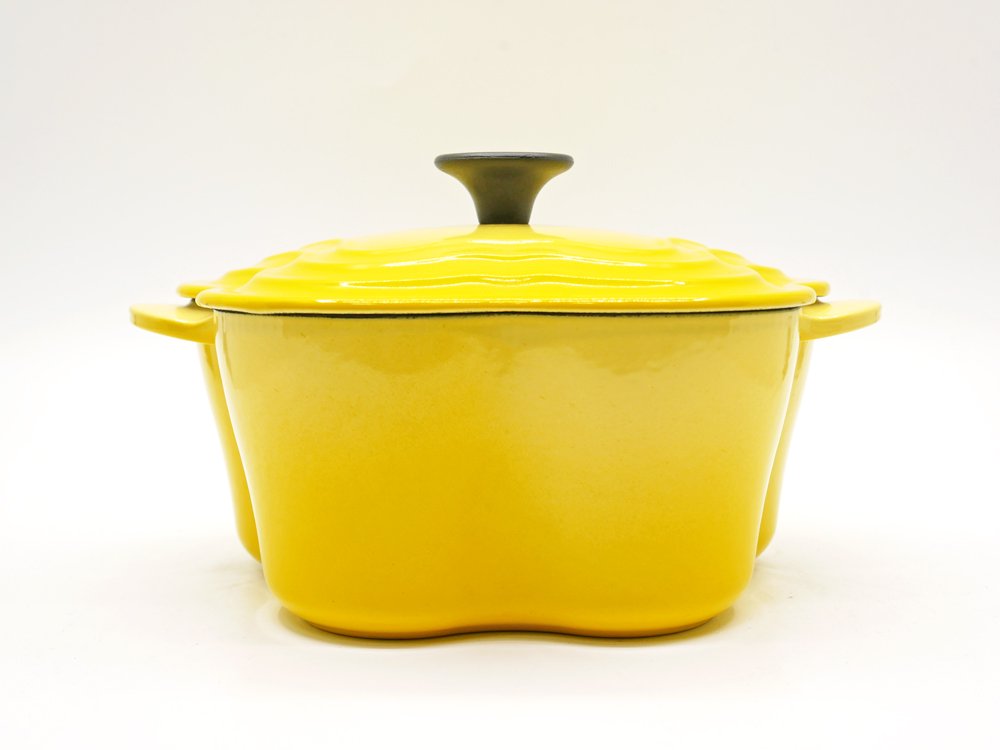 ルクルーゼ LE CREUSET ココットフルール ソレイユ イエロー 20cm 両手鍋 キャセロール 箱付 鋳物 フランス ●