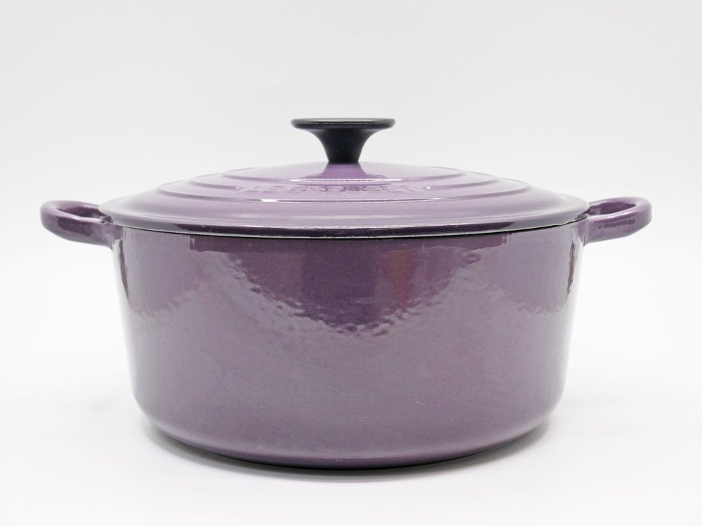 ルクルーゼ LE CREUSET ココットロンド カシス パープル 24cm 両手鍋 箱付 限定カラー 鋳物 フランス ●