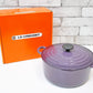 ルクルーゼ LE CREUSET ココットロンド カシス パープル 24cm 両手鍋 箱付 限定カラー 鋳物 フランス ●