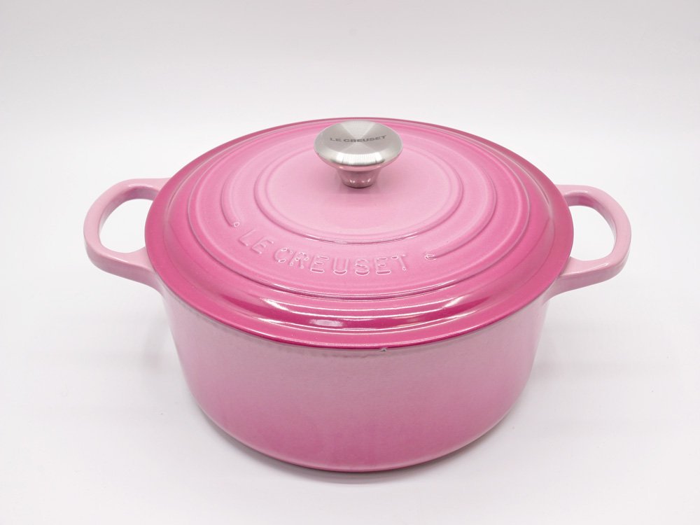 ルクルーゼ LE CREUSET ココットロンド ベリー ピンク 22cm シルバーツマミ 両手鍋 鋳物 フランス ●