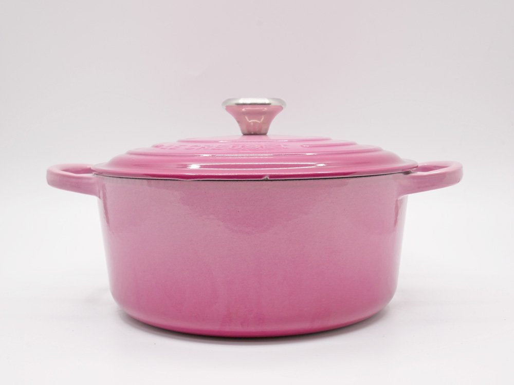 ルクルーゼ LE CREUSET ココットロンド ベリー ピンク 22cm シルバーツマミ 両手鍋 鋳物 フランス ●