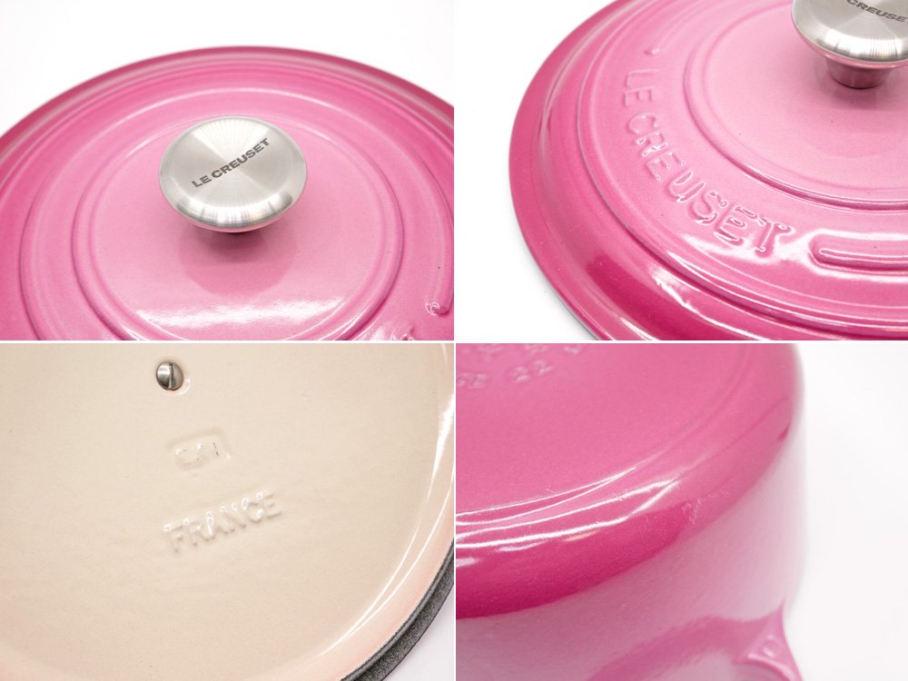 ルクルーゼ LE CREUSET ココットロンド ベリー ピンク 22cm シルバーツマミ 両手鍋 鋳物 フランス ●