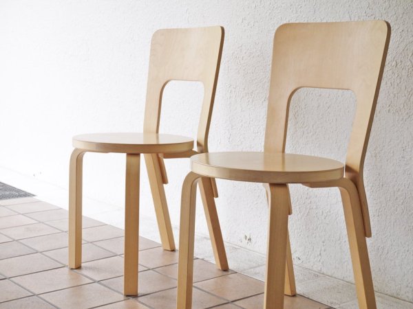 アルテック artek チェア66 Chair66 バーチ材 ダイニングチェア アルヴァ・アアルト フィンランド 北欧家具 80周年記念ロゴ A ◇