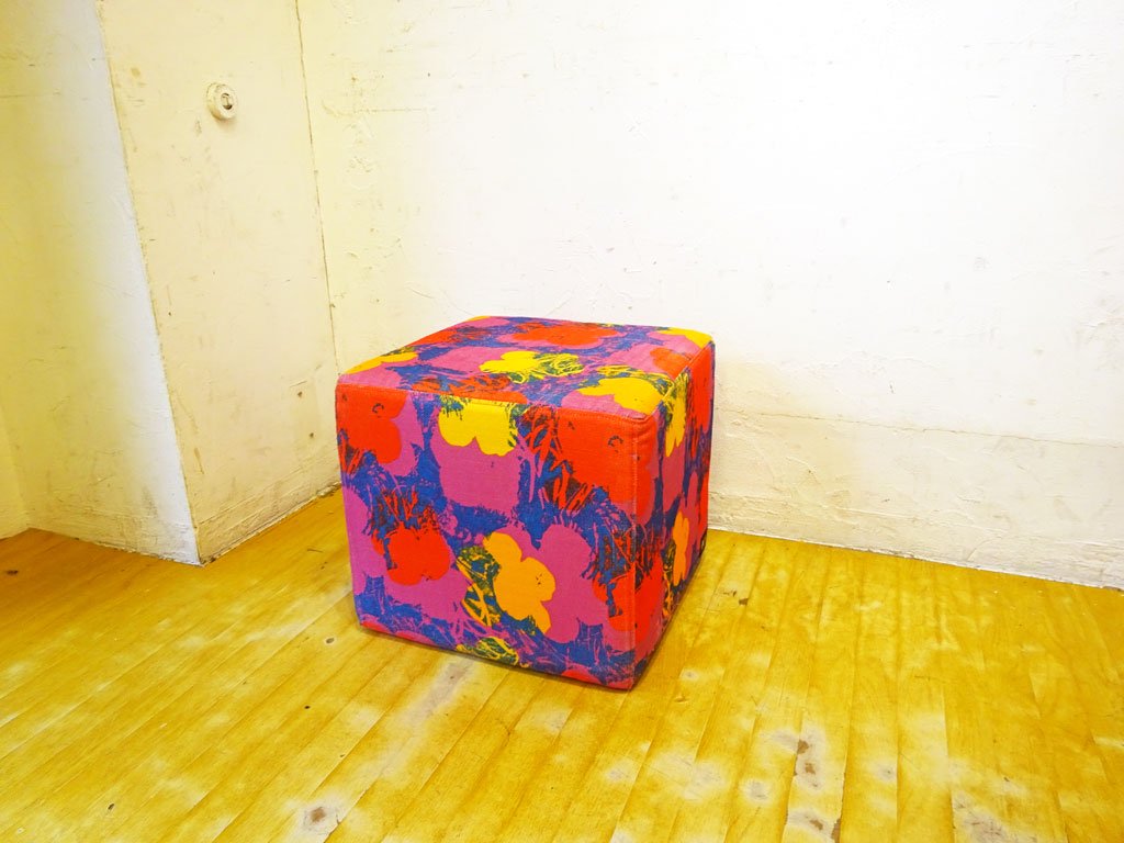 アンディ・ウォーホル Andy Warhol “flower”×フランフラン Franc franc スツール Stool カバーリング クッション ★