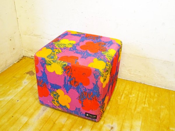 アンディ・ウォーホル Andy Warhol “flower”×フランフラン Franc franc スツール Stool カバーリング クッション ★