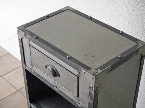 インダストリアルデザイン industrial design メタル キャビネット サイドワゴン 1ドロワー ビンテージテイスト キャスター ◇