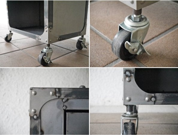 インダストリアルデザイン industrial design メタル キャビネット サイドワゴン 1ドロワー ビンテージテイスト キャスター ◇