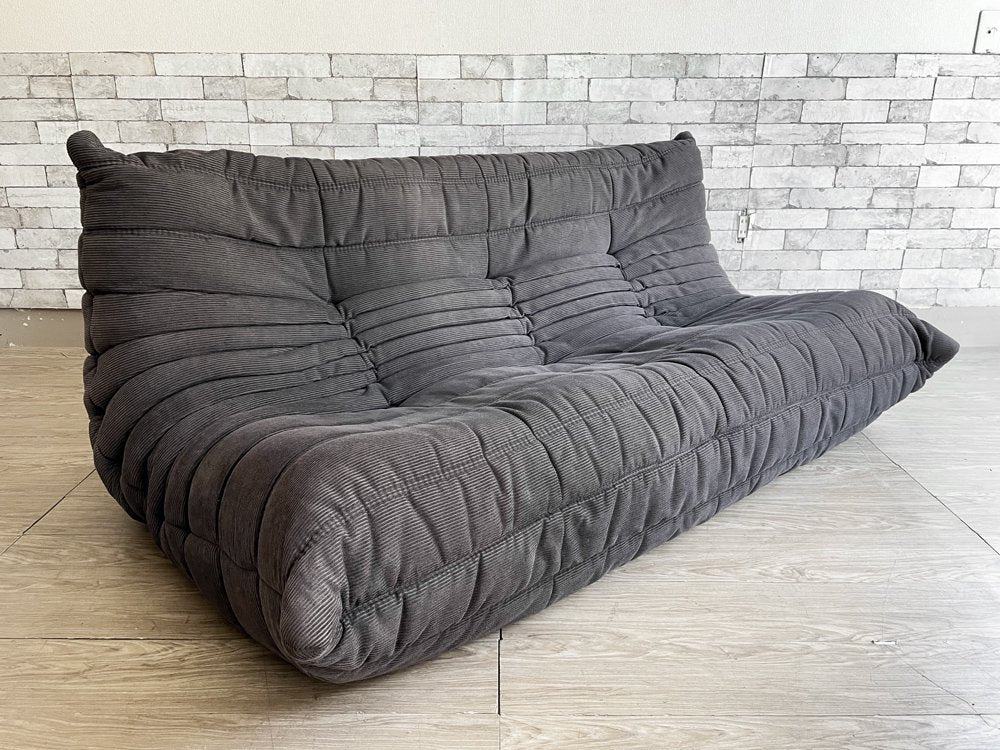 リーンロゼ ligne roset トーゴ TOGO ソファ 3人掛け ファブリック ブラック ミッシェル・デュカロワ Michel Ducaroy フランス 定価￥258,500-以上 ●