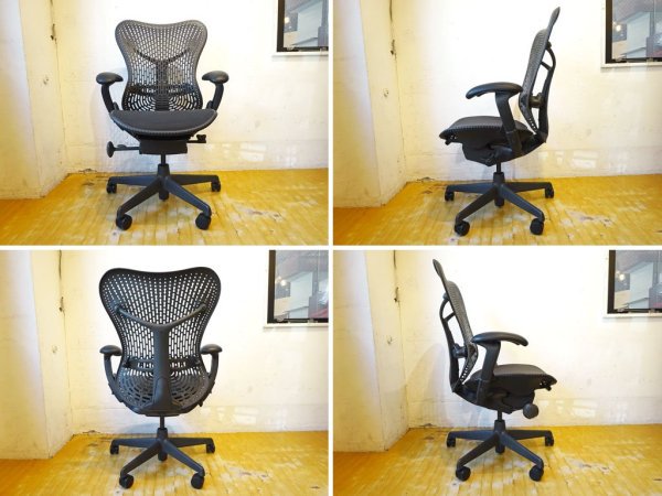 ハーマンミラー Herman Miller ミラチェア Mirra Chair ブラック×グラファイトカラー メッシュシート デスクチェア スタジオ7.5 生産終了品 ★