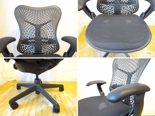 ハーマンミラー Herman Miller ミラチェア Mirra Chair ブラック×グラファイトカラー メッシュシート デスクチェア スタジオ7.5 生産終了品 ★