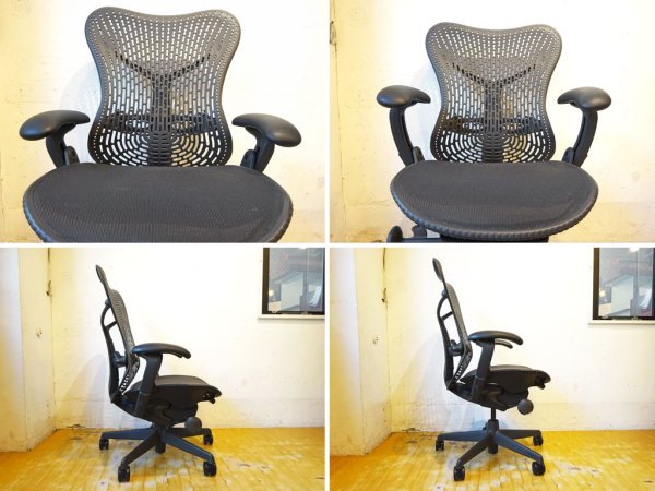 ハーマンミラー Herman Miller ミラチェア Mirra Chair ブラック×グラファイトカラー メッシュシート デスクチェア スタジオ7.5 生産終了品 ★