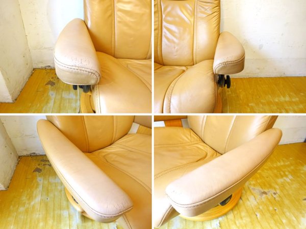 エコーネス EKORNES ストレスレス チェア Stressless ウイング Wing オットマン付き ベージュ 本革 レザー 北欧 ノルウェー ★