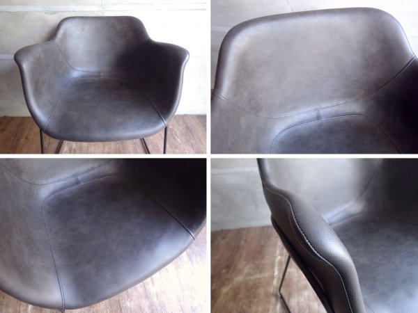 アデペシュ a.depeche パニッシュ チェルチェア PUNISH shell chair 合皮 ダークブラウン 小原真一 定価41,800円 ♪