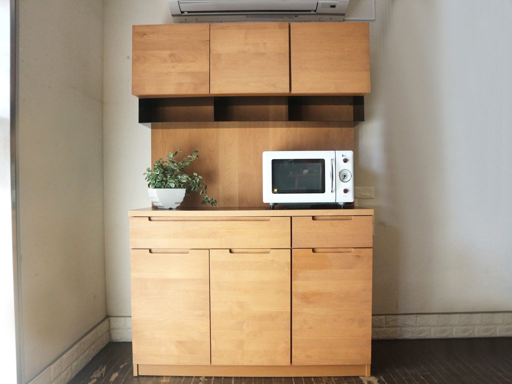ウニコ unico ワイス WYTHE キッチンボード kitchen board キャビネット 食器棚 W120cm アルダー材 廃番 ◎