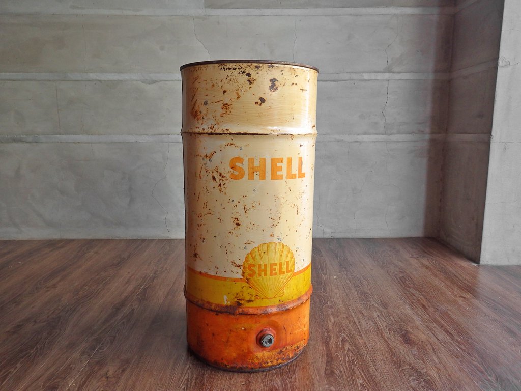 ロイヤル ダッチ シェル SHELL ビンテージ ドラム缶 オイル缶 店舗什器 50年代 ♪