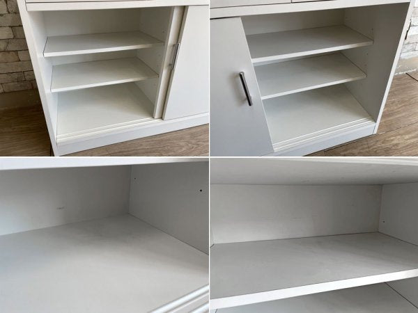 シンプルモダン キッチンボード ホワイト 食器棚 キッチン収納 W120cm コンセント付 ●