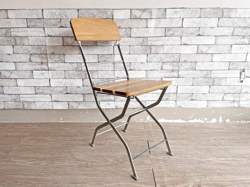 インダストリアルデザイン industrial design  オーク材 × スチール脚 ガーデンチェア フォールディングチェア 折りたたみ ●