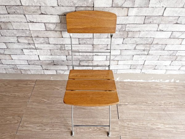 インダストリアルデザイン industrial design  オーク材 × スチール脚 ガーデンチェア フォールディングチェア 折りたたみ ●
