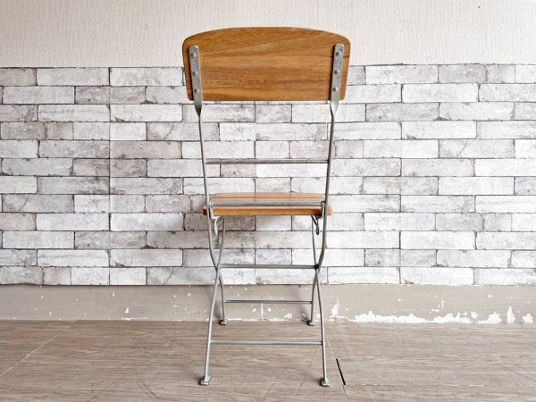 インダストリアルデザイン industrial design  オーク材 × スチール脚 ガーデンチェア フォールディングチェア 折りたたみ ●
