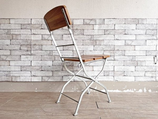 インダストリアルデザイン industrial design  オーク材 × スチール脚 ガーデンチェア フォールディングチェア 折りたたみ ●