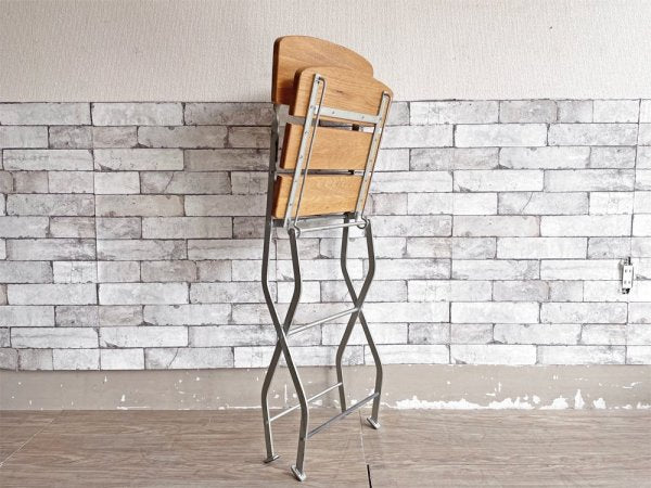 インダストリアルデザイン industrial design  オーク材 × スチール脚 ガーデンチェア フォールディングチェア 折りたたみ ●