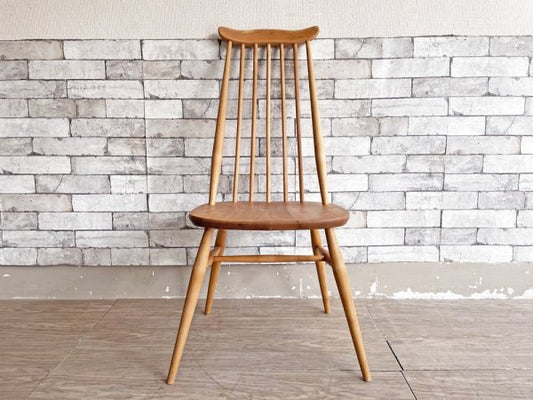 アーコール ERCOL ゴールドスミス ダイニングチェア ハイバック スティックバック エルム材 ナチュラルカラー 英国家具 UKビンテージ ●