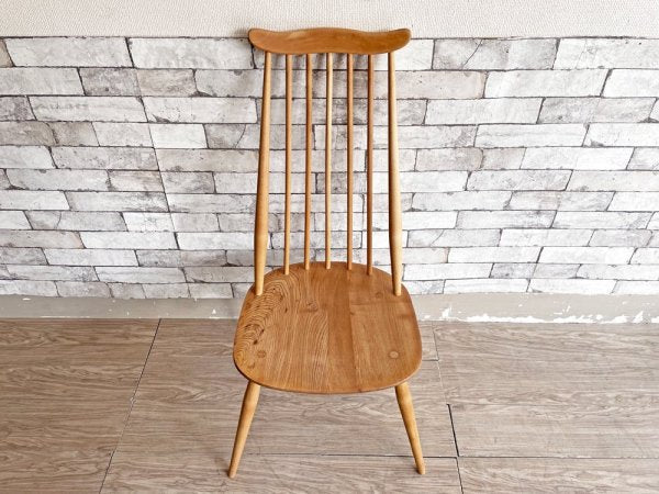 アーコール ERCOL ゴールドスミス ダイニングチェア ハイバック スティックバック エルム材 ナチュラルカラー 英国家具 UKビンテージ ●