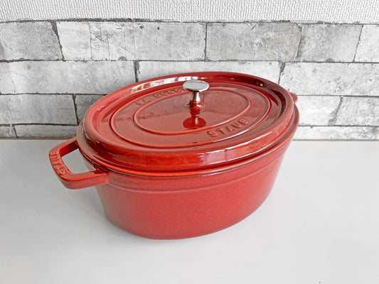 ストウブ STAUB ピコ ココット オーバル 33? 鋳鉄製 両手鍋 ガーネットローズ 高島屋限定カラー 廃番色 希少 フランス ●