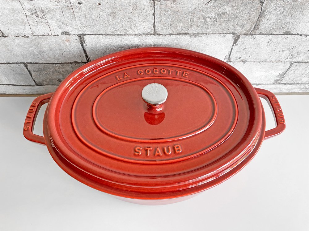 ストウブ STAUB ピコ ココット オーバル 33? 鋳鉄製 両手鍋 ガーネットローズ 高島屋限定カラー 廃番色 希少 フランス ●