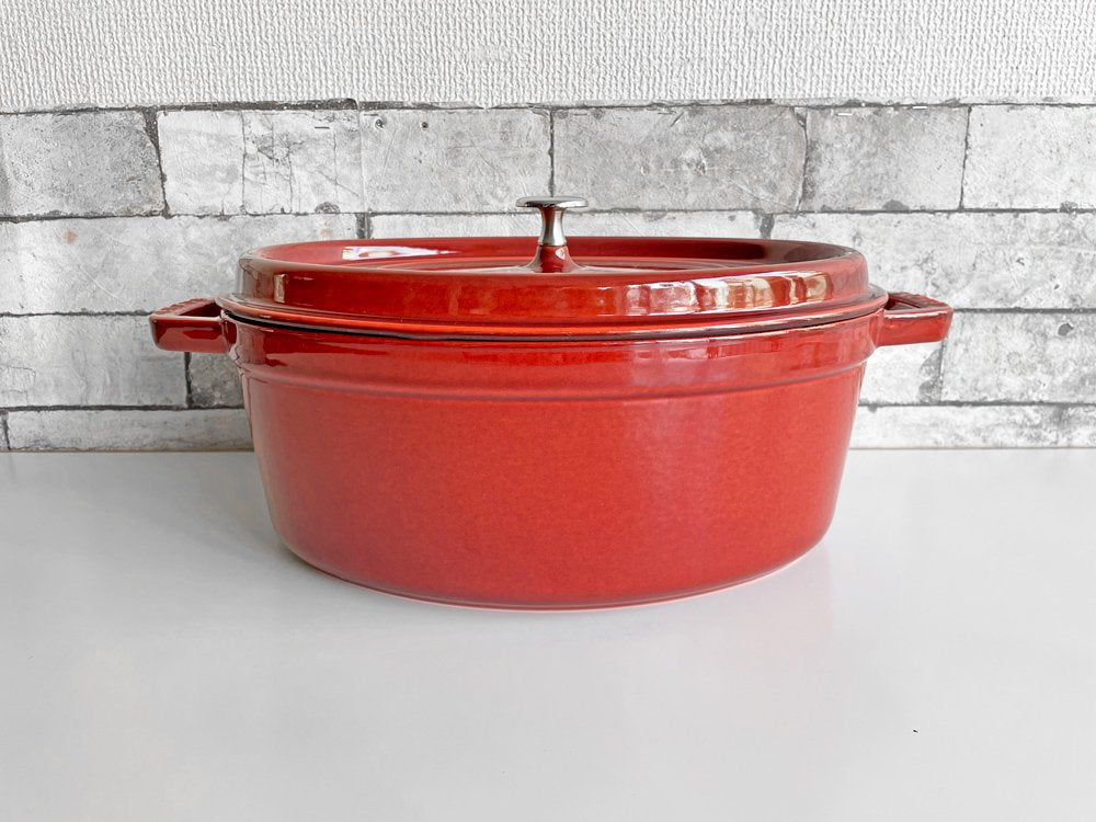 ストウブ STAUB ピコ ココット オーバル 33? 鋳鉄製 両手鍋 ガーネットローズ 高島屋限定カラー 廃番色 希少 フランス ●