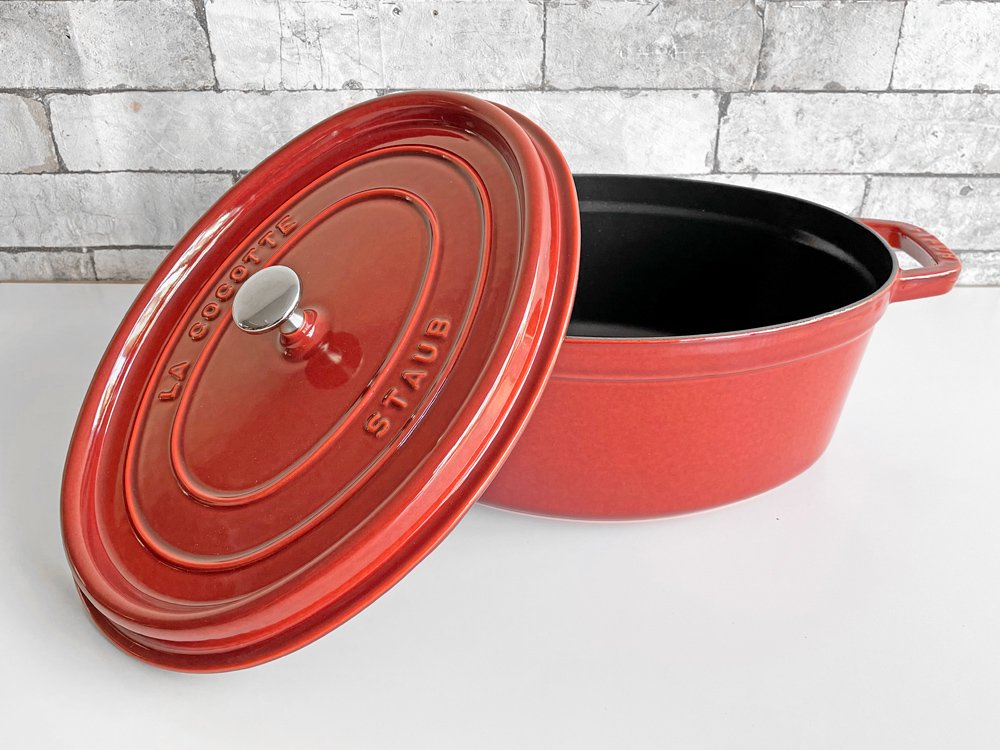 ストウブ STAUB ピコ ココット オーバル 33? 鋳鉄製 両手鍋 ガーネットローズ 高島屋限定カラー 廃番色 希少 フランス ●