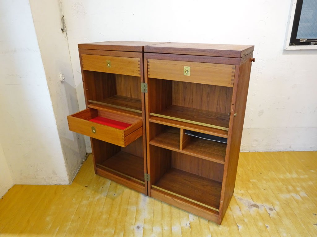 デューロン dyrlund 7712 Captain's Bar Cabinet キャプテンズ バーキャビネット 伸長式 リノリウム天板 チーク材 デンマーク 北欧ビンテージ  ★