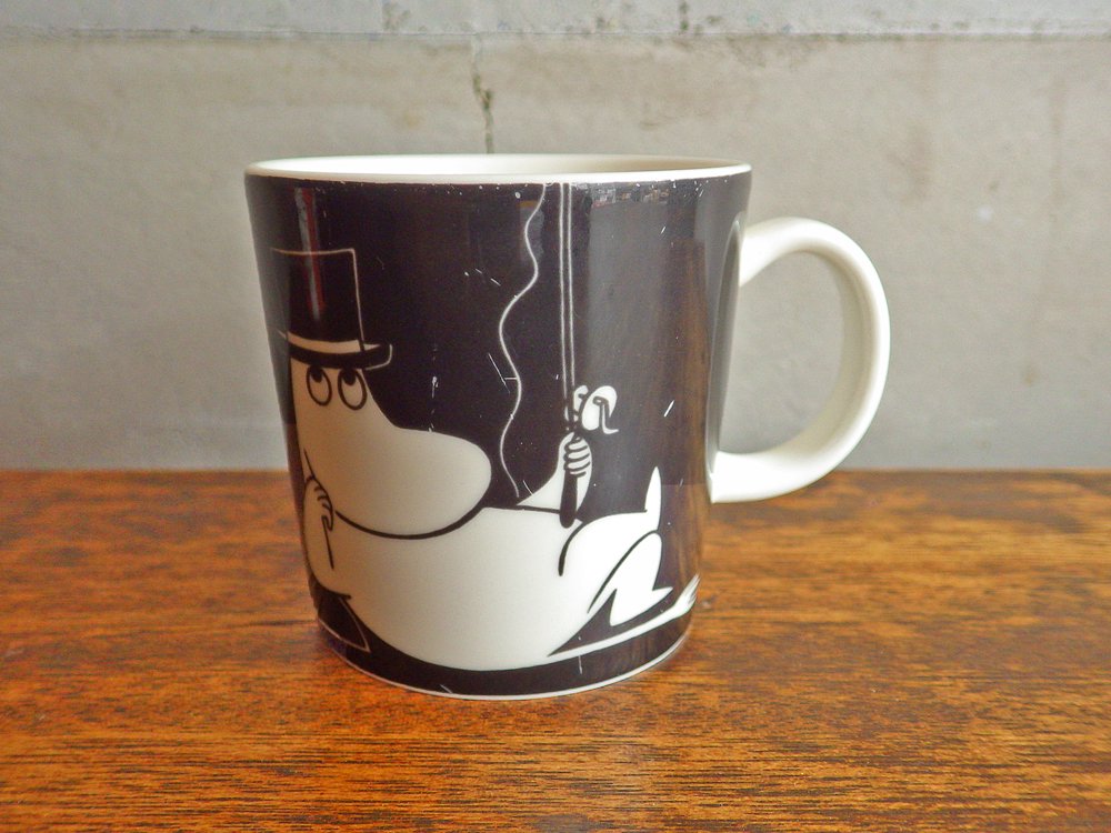 アラビア ARABIA ムーミン Moomin マグカップ ムーミンパパ Moominpappa in his thoughts ブラック 廃番 北欧食器 ♪