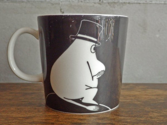 アラビア ARABIA ムーミン Moomin マグカップ ムーミンパパ Moominpappa in his thoughts ブラック 廃番 北欧食器 ♪