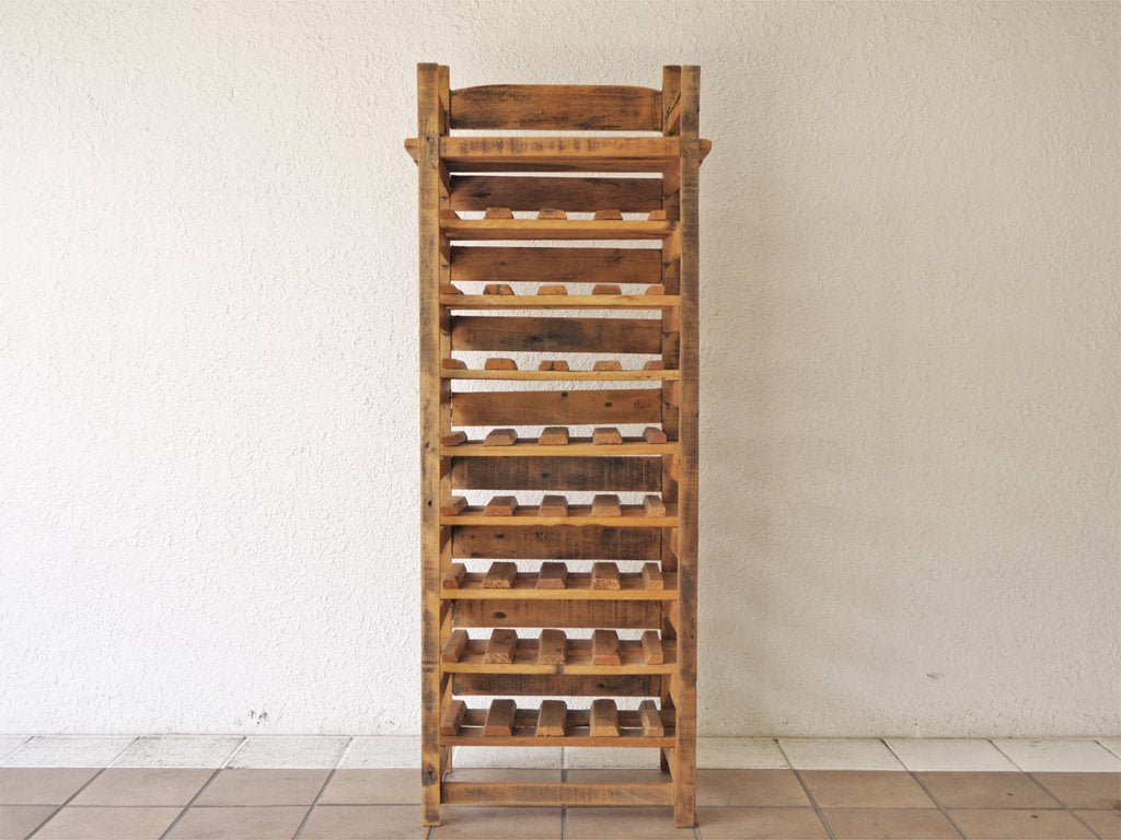 ヨーロッパビンテージ Europe vintage 木製 ワインラック ボトルラック 無垢材 カントリー 店舗什器 ◇