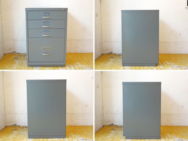 ビスレー BISLEY Fシリーズ 1F3 ファイリング キャビネット Filling cabinet 4段 シルバー イギリス 英国 鍵付 美品 ★