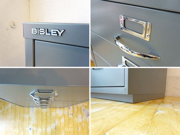 ビスレー BISLEY Fシリーズ 1F3 ファイリング キャビネット Filling cabinet 4段 シルバー イギリス 英国 鍵付 美品 ★