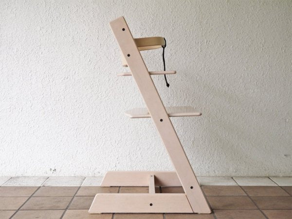 ストッケ STOKKE トリップトラップ TRIPP TRAPP ベビーチェア キッズチェア ホワイトウォッシュ S/N4～ 木製カード 革ベルト ノルウェー 北欧家具 ◇