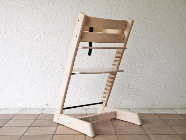 ストッケ STOKKE トリップトラップ TRIPP TRAPP ベビーチェア キッズチェア ホワイトウォッシュ S/N4～ 木製カード 革ベルト ノルウェー 北欧家具 ◇