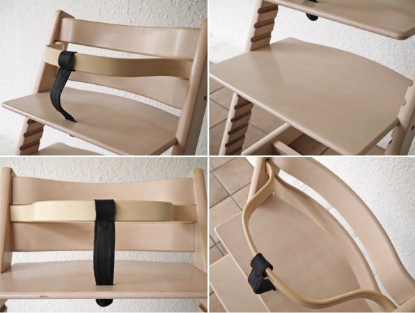 ストッケ STOKKE トリップトラップ TRIPP TRAPP ベビーチェア キッズチェア ホワイトウォッシュ S/N4～ 木製カード 革ベルト ノルウェー 北欧家具 ◇