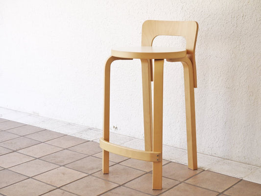 アルテック artek ハイチェア K65 HIGH CHAIR K65 バーチ材 ホワイトラミネート アルヴァ・アアルト フィンランド 北欧家具 美品 ◇