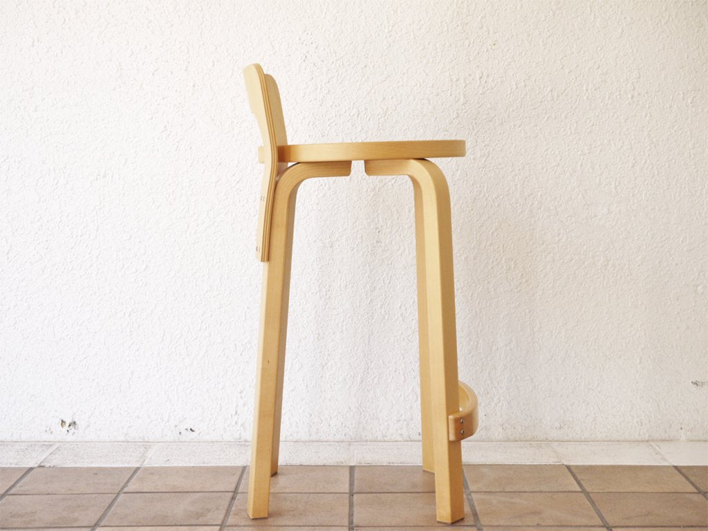 アルテック artek ハイチェア K65 HIGH CHAIR K65 バーチ材 ホワイトラミネート アルヴァ・アアルト フィンランド 北欧家具 美品 ◇