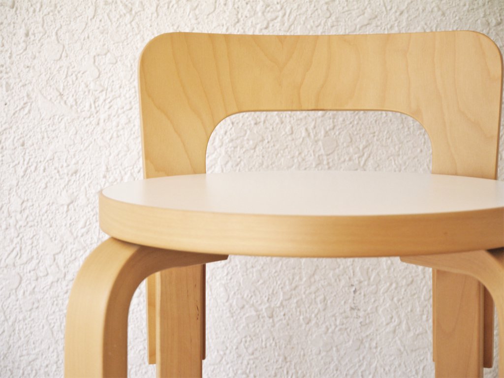 アルテック artek ハイチェア K65 HIGH CHAIR K65 バーチ材 ホワイトラミネート アルヴァ・アアルト フィンランド 北欧家具 美品 ◇