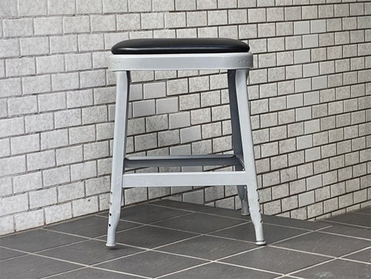 リオン LYON ファクトリースツール FACTORY STOOL グレー Sサイズ クッションシート インダストリアル ガレージ P.F.S取扱 ■