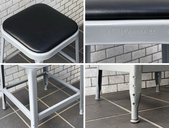 リオン LYON ファクトリースツール FACTORY STOOL グレー Sサイズ クッションシート インダストリアル ガレージ P.F.S取扱 ■