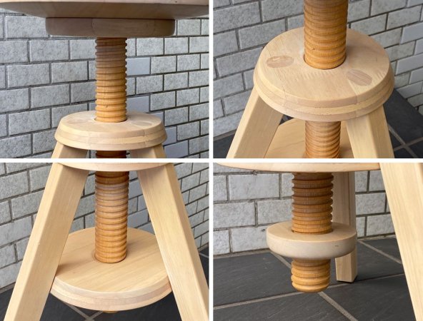 広松木工 Hiromatsu スピン スツール spin stool ラバーウッド 回転昇降式 大川家具 ■