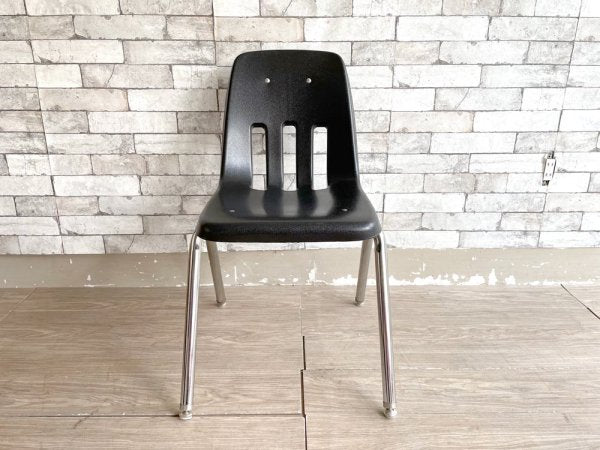 バルコ VIRCO チェア 9000 Chair スタッキングチェア ブラック プラスチックシート × スチール脚 米国家具 ミッドセンチュリーデザイン 定価￥14,300- ●